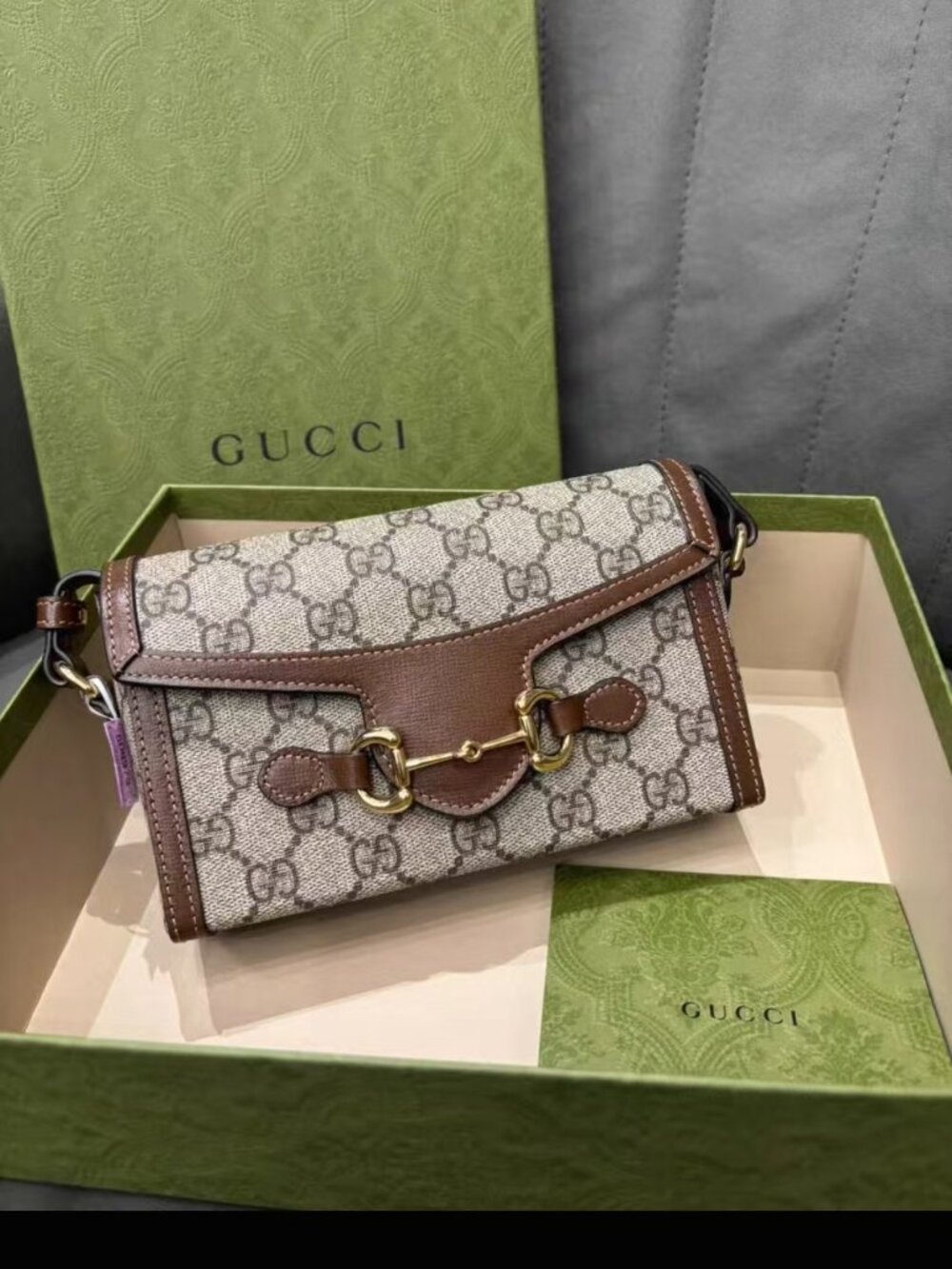 Gucci 1955 Horsebit Mini GG Canvas Crossbody Bag